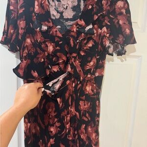 Floral Black and Red Women's Dress